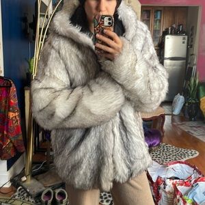 ASOS black/white Hooded Fur coat - Faux, Size m